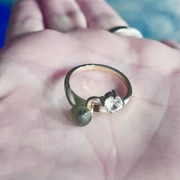 18K Gold Filled Crystal & Laboradite Ring Size 7 - Picture 5 of 5